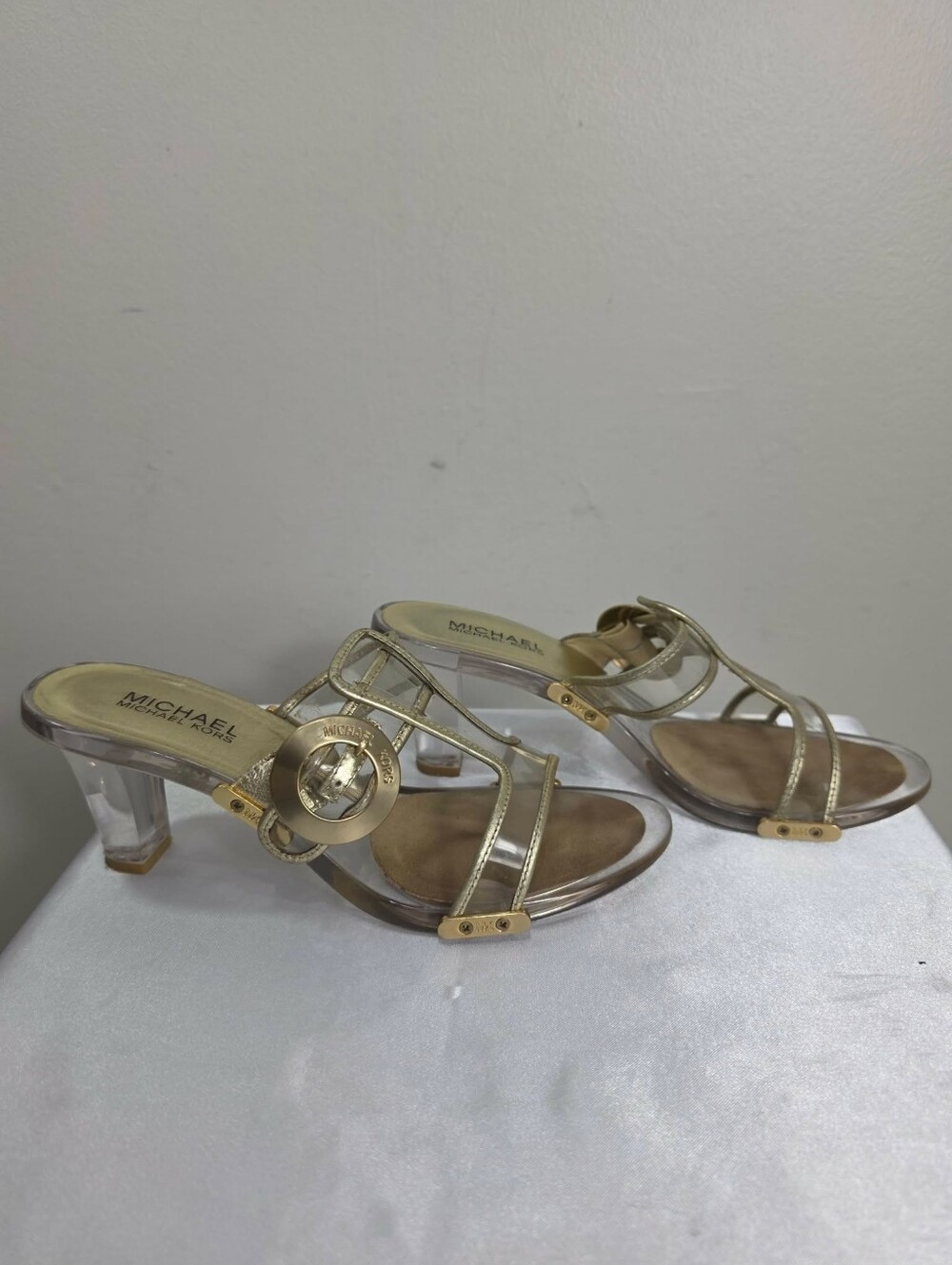 MICHAEL Michael Kors Gold Strappy Slide Sandals